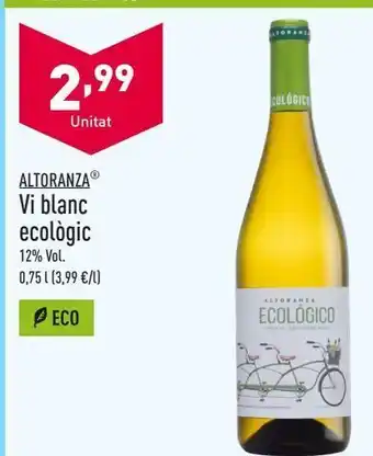 ALDI Vino blanco ecológico altoranza oferta