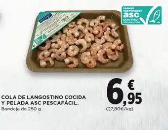 Hipercor COLA DE LANGOSTINO COCIDA Y PELADA ASC PESCAFÁCIL. Bandeja de 250 g. oferta