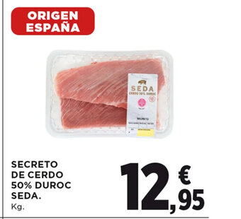 Hipercor SECRETO DE CERDO 50% DUROC SEDA. Kg. oferta