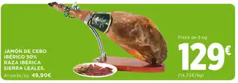 Hipercor JAMÓN DE CEBO IBÉRICO 50% RAZA IBÉRICA SIERRA LEALES. oferta