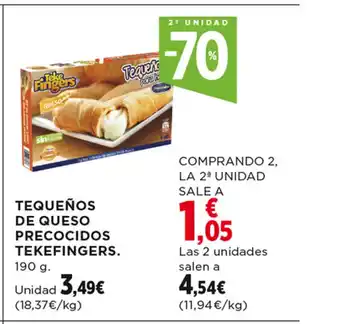 Hipercor TEQUEÑOS DE QUESO PRECOCIDOS TEKEFINGERS. 190 g. oferta