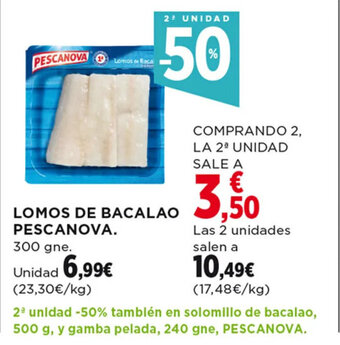 Hipercor LOMOS DE BACALAO PESCANOVA. 300 gne. oferta
