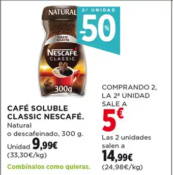 Hipercor CAFÉ SOLUBLE CLASSIC NESCAFÉ. Natural o descafeinado, 300 g. oferta