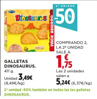 Hipercor GALLETAS DINOSAURUS. 411 g. oferta