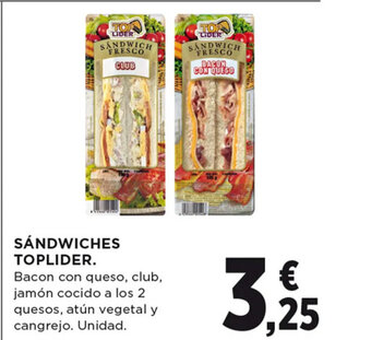 Hipercor SÁNDWICHES TOPLIDER. oferta