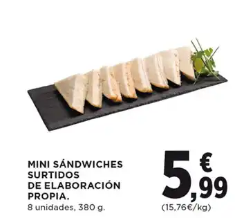 Hipercor MINI SÁNDWICHES SURTIDOS DE ELABORACIÓN PROPIA. 8 unidades, 380 g. oferta