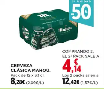 Hipercor CERVEZA CLÁSICA MAHOU. Pack de 12 x 33 cl. oferta