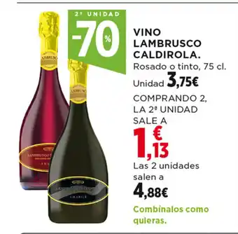 Hipercor VINO LAMBRUSCO CALDIROLA. Rosado o tinto, 75 cl. oferta