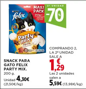 Hipercor SNACK PARA GATO FELIX PARTY MIX. 200 g. oferta