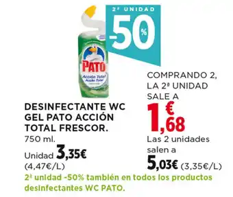 Hipercor DESINFECTANTE WC GEL PATO ACCIÓN TOTAL FRESCOR. 750 ml. oferta