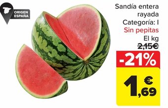 Carrefour Sandía entera rayada oferta