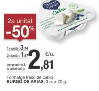 BonpreuEsclat Formatge fresc de cabra BURGO DE ARIAS, 3 u. x 70 g oferta