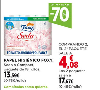 Hipercor PAPEL HIGIÉNICO FOXY. oferta