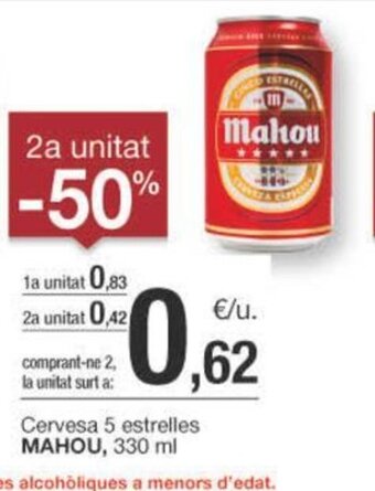 BonpreuEsclat Cervesa 5 estrelles MAHOU, 330 ml oferta