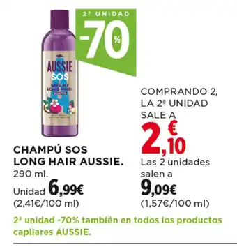 Hipercor CHAMPÚ SOS LONG HAIR AUSSIE. 290 ml. oferta