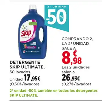 Hipercor DETERGENTE SKIP ULTIMATE. 50 lavados. oferta