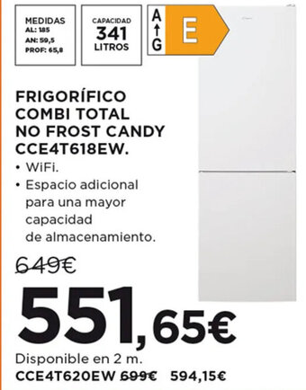 Hipercor FRIGORÍFICO COMBI TOTAL NO FROST CANDY CCE4T618EW. oferta