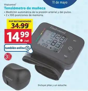 Lidl Tensiómetro de muñeca vitalcontrol oferta