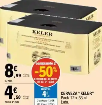E.Leclerc CERVEZA "KELER" Pack 12 x 33 cl. Lata. oferta