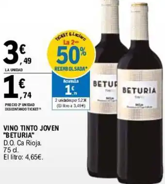 E.Leclerc VINO TINTO JOVEN "BETURIA" oferta