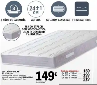 E.Leclerc COLCHÓN U-POCKET 90x190 cm oferta
