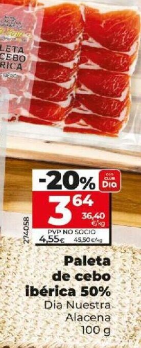 Dia Paleta de cebo ibérica 50% oferta