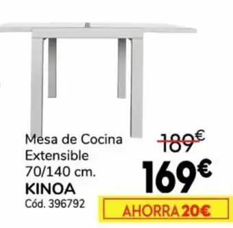 Mesa de Cocina Extensible 70/140 cm. KINOA