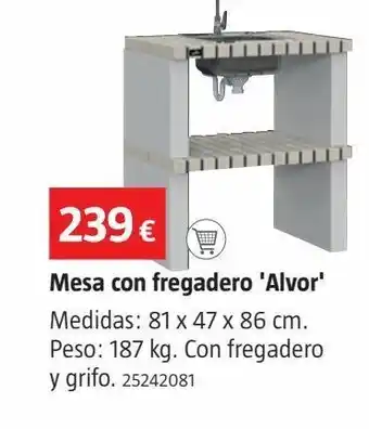 Bauhaus Mesa con fregadero bbq alvor 81x47x86 oferta