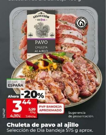 Dia Chuleta de pavo al ajillo Selección de Dia bandeja 575 g aprox. oferta