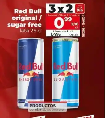 Dia Red Bull original / sugar free lata 25 cl oferta