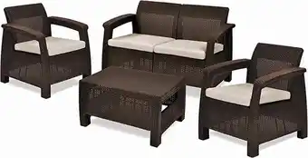 Amazon Keter - conjunto de jardín de 4 plazas corfu lounge, color marrón, 76x170x58 cm oferta