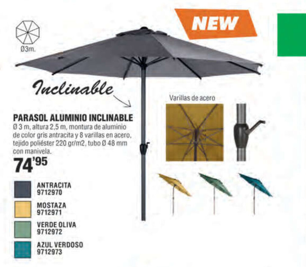 Cifec PARASOL ALUMINIO INCLINABLE oferta
