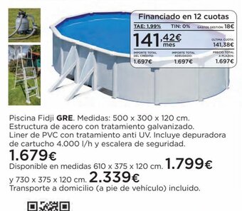 Hipercor Piscina Fidji GRE. Medidas: 500 x 300 x 120 cm oferta