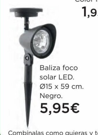 Hipercor Baliza foco solar LED Ø15 x 59 cm. oferta