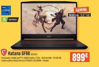 PCBox Intel core geforce is! katana gf66 22 -procesador intel® core™ 17-12650h hasta 4.7 ghz-18 gb de ram-512 gb ssd -tarjeta oferta