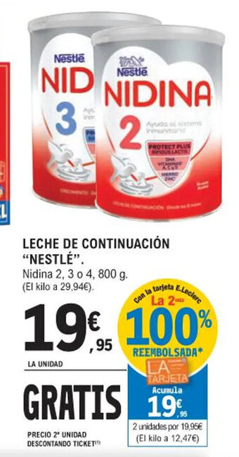 E.Leclerc LECHE DE CONTINUACIÓN "NESTLÉ" oferta