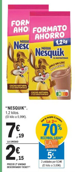 E.Leclerc "NESQUIK". 1,2 kilos. oferta