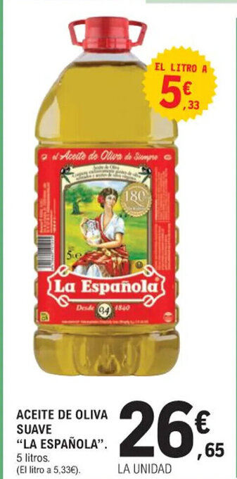 E.Leclerc ACEITE DE OLIVA SUAVE "LA ESPAÑOLA". oferta