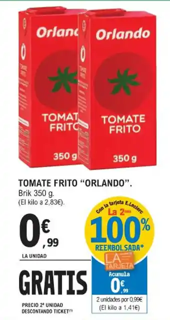 E.Leclerc TOMATE FRITO "ORLANDO". Brik 350 g. oferta