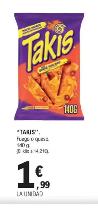 E.Leclerc "TAKIS". Fuego o queso. 140 g. oferta