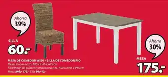 JYSK Mesa De Comedor Wien + Silla De Comedor Rio oferta