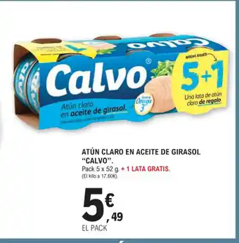 E.Leclerc ATÚN CLARO EN ACEITE DE GIRASOL "CALVO". oferta