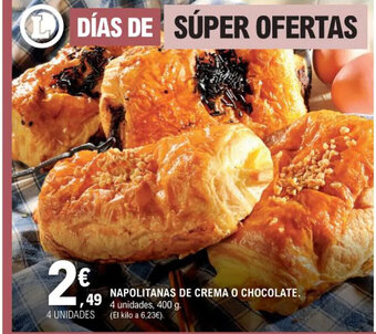 E.Leclerc NAPOLITANAS DE CREMA O CHOCOLATE. oferta