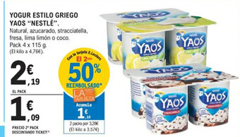 E.Leclerc YOGUR ESTILO GRIEGO YAOS "NESTLÉ". oferta