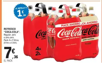 E.Leclerc REFRESCO "COCA-COLA". Regular, zero o zero zero. Pack 4 x 2 litros. oferta