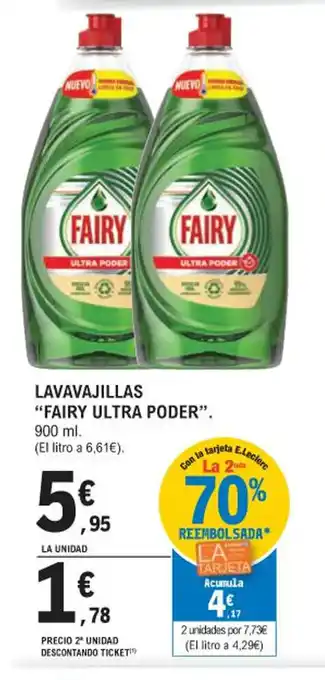 E.Leclerc LAVAVAJILLAS "FAIRY ULTRA PODER". 900 ml oferta