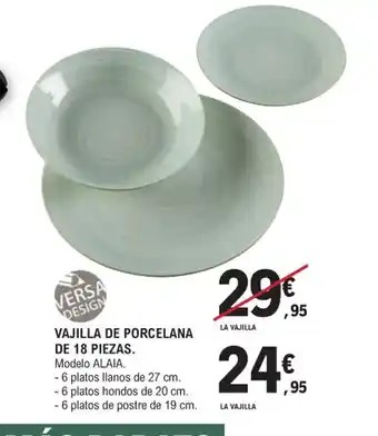 E.Leclerc VAJILLA DE PORCELANA DE 18 PIEZAS. oferta