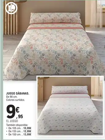 E.Leclerc JUEGO SÁBANAS. De 90 cm. Colores surtidos. oferta