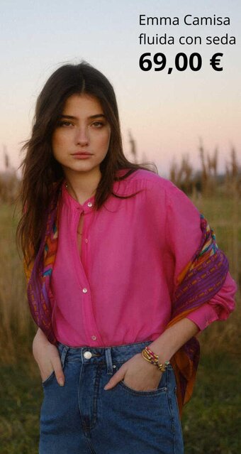 Cortefiel Emma Camisa fluida con seda oferta