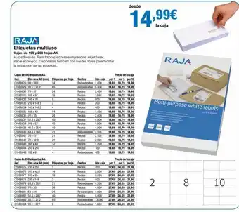 Staples Kalamazoo Raja etiquetas multiuso cajas de 100 y 200 hojas a4. autoadhesivas. para fotocopiadoras e impresoras inkjet/låser. papel e oferta